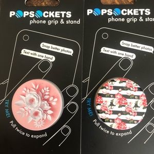 Two Retro Pink Wild Rose Popsockets, BRAND NEW